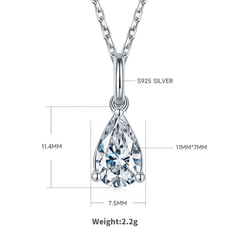 Pear cut solitaire Moissanite pendant necklace