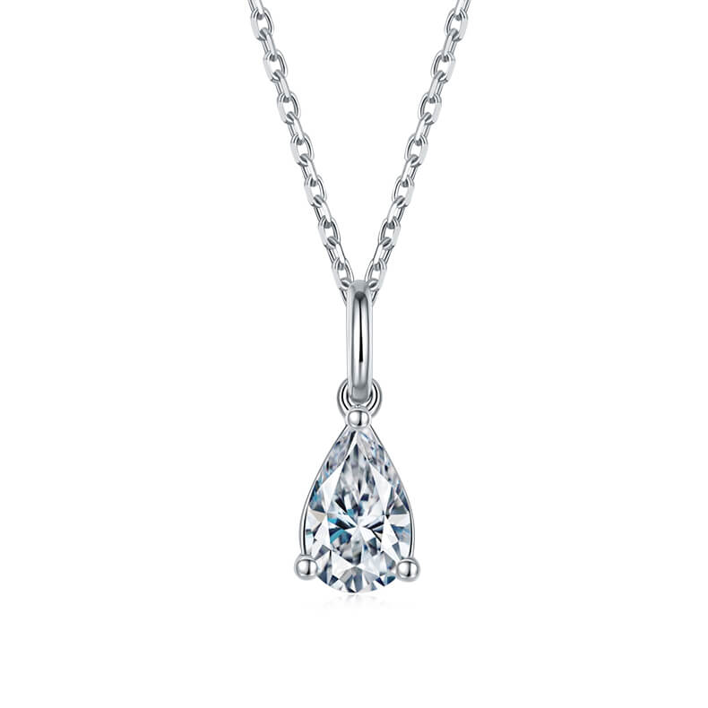 Pear cut solitaire Moissanite pendant necklace