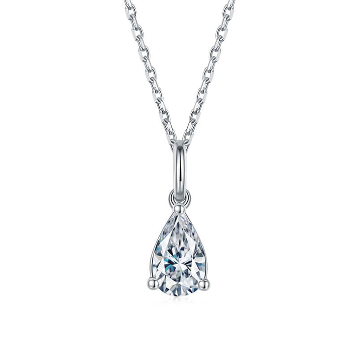 Pear cut solitaire Moissanite pendant necklace