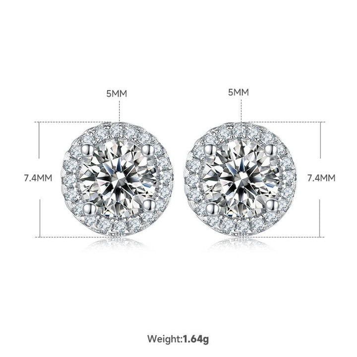 Round cut Halo Moissanite earrings stud