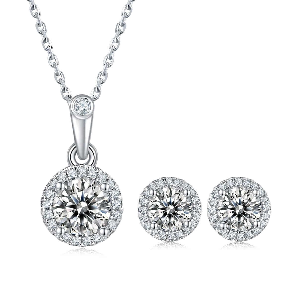 Round cut Halo Moissanite earrings stud