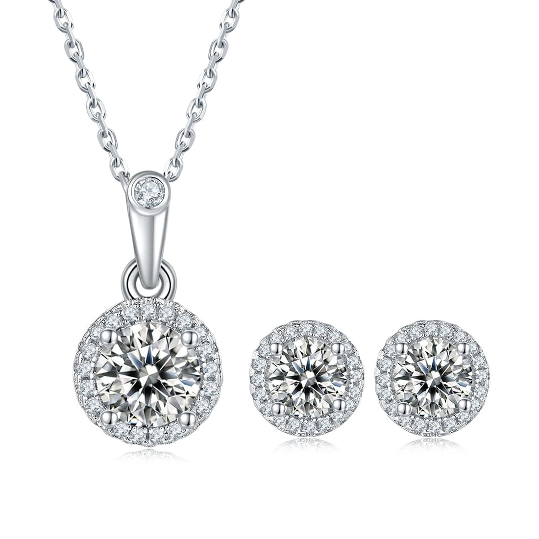 Round cut Halo Moissanite earrings stud