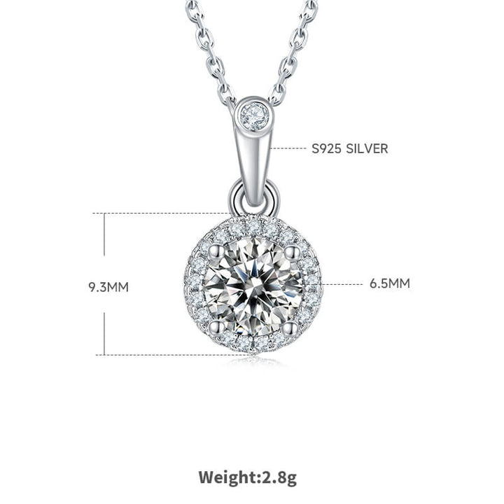 Round cut Halo Moissanite pendant necklace