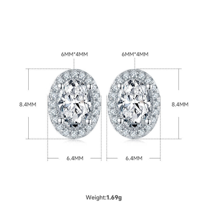Oval cut Halo Moissanite earrings stud
