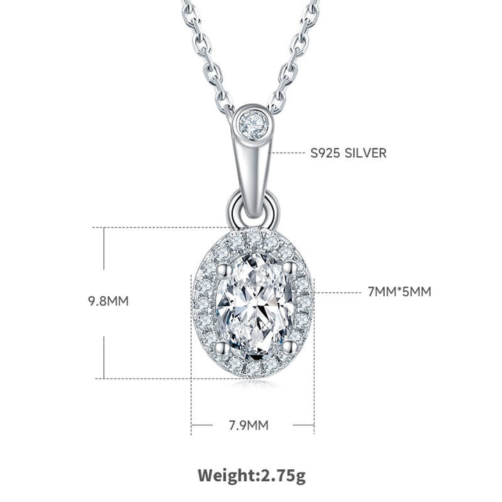 Oval cut Halo Moissanite pendant necklace