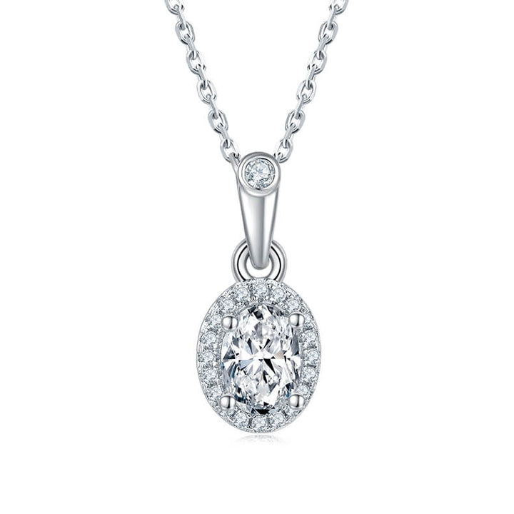 Oval cut Halo Moissanite pendant necklace