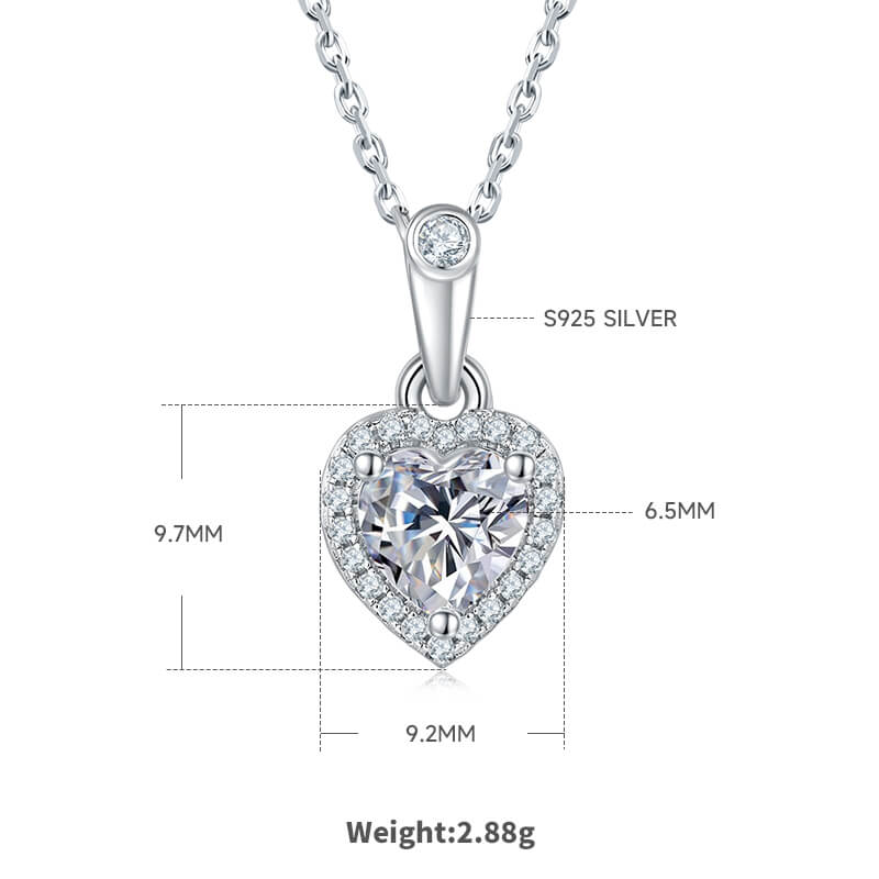 Heart cut Halo Moissanite pendant necklace