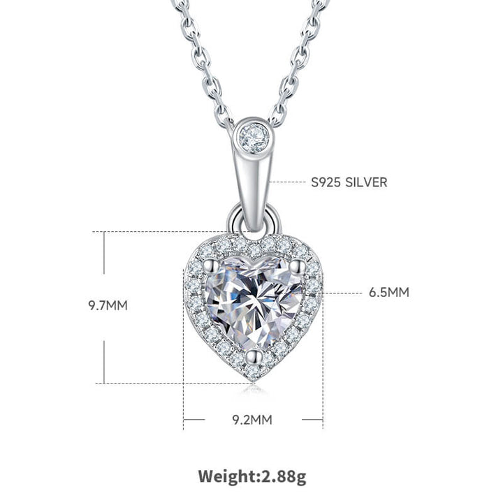 Heart cut Halo Moissanite pendant necklace