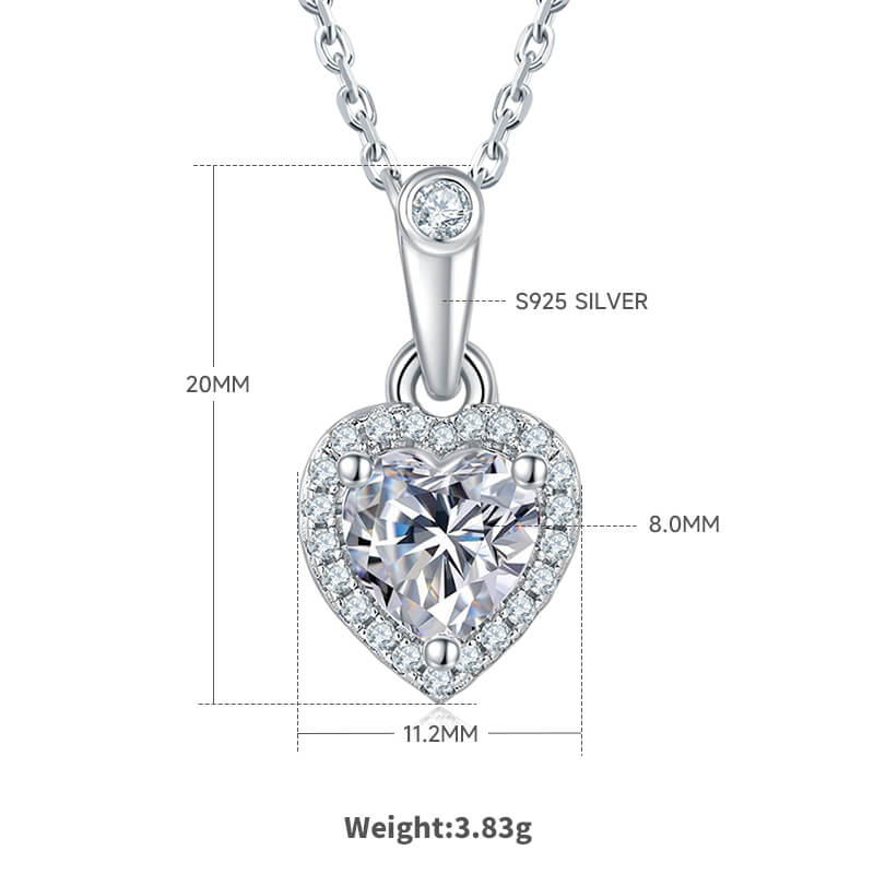 Heart cut Halo Moissanite pendant necklace