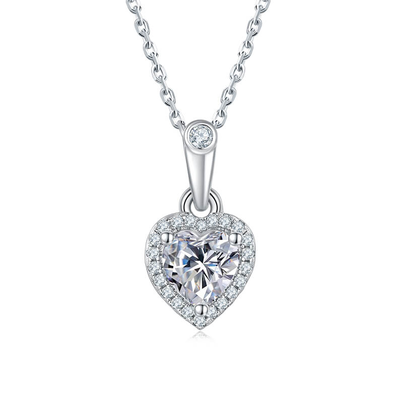 Heart cut Halo Moissanite pendant necklace