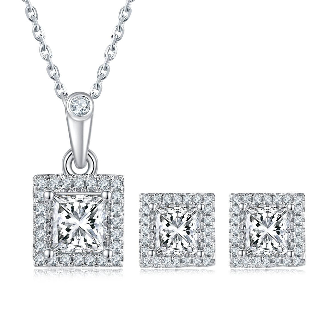 Princess cut Halo Moissanite earrings stud