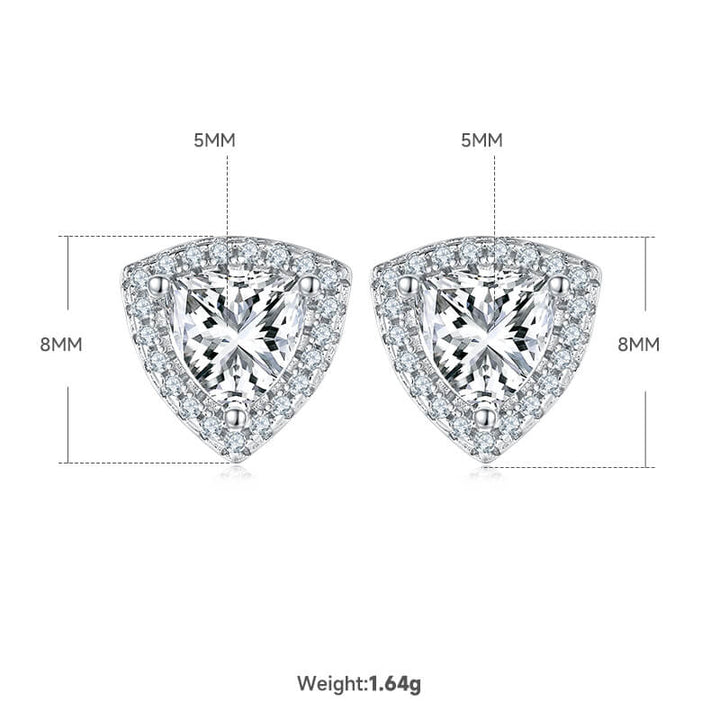 Trillion cut Halo Moissanite earrings stud