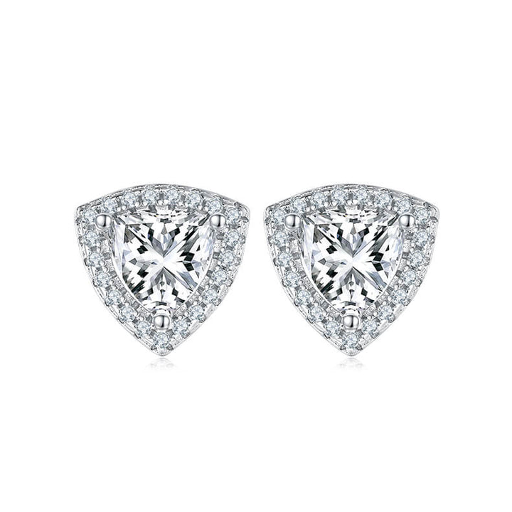 Trillion cut Halo Moissanite earrings stud