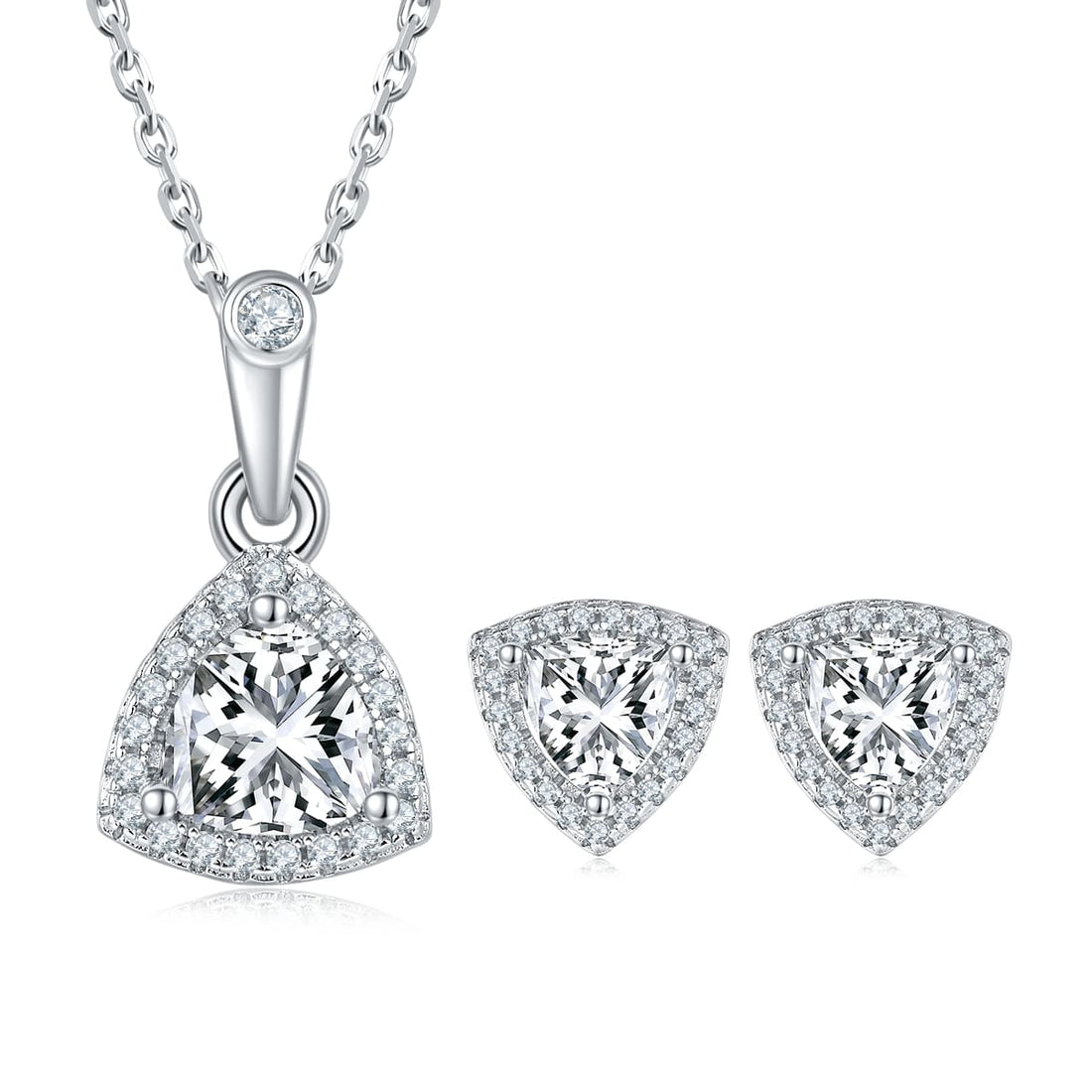 Trillion cut Halo Moissanite earrings stud