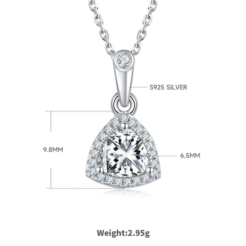 Trillion cut Halo Moissanite pendant necklace