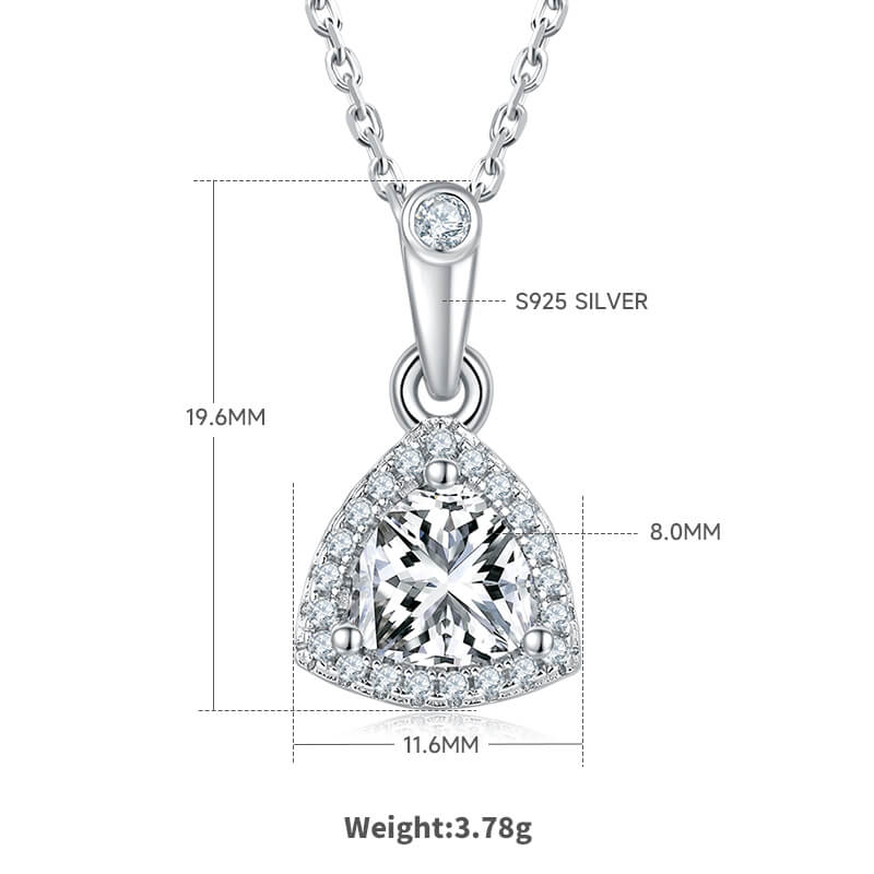 Trillion cut Halo Moissanite pendant necklace