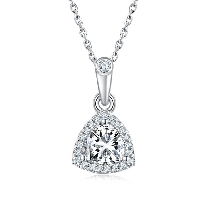 Trillion cut Halo Moissanite pendant necklace