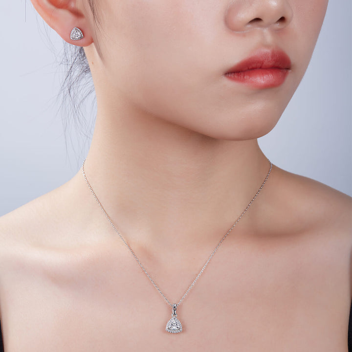 Trillion cut Halo Moissanite pendant necklace