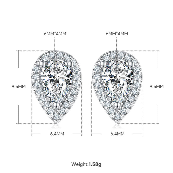 Pear cut Halo Moissanite earrings stud