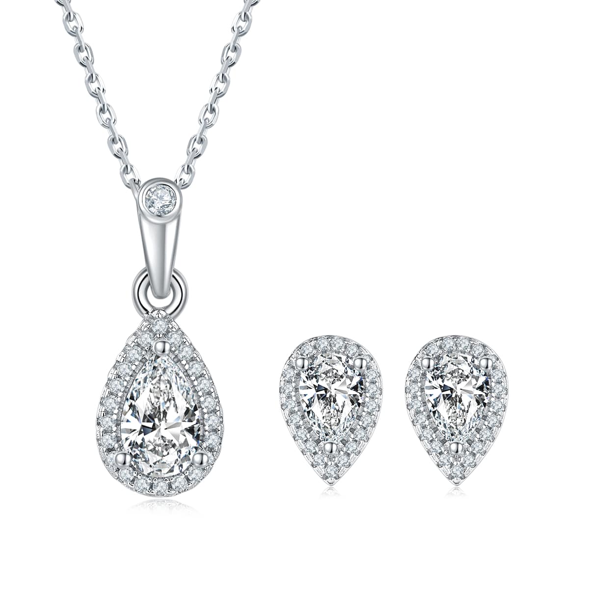 Pear cut Halo Moissanite earrings stud