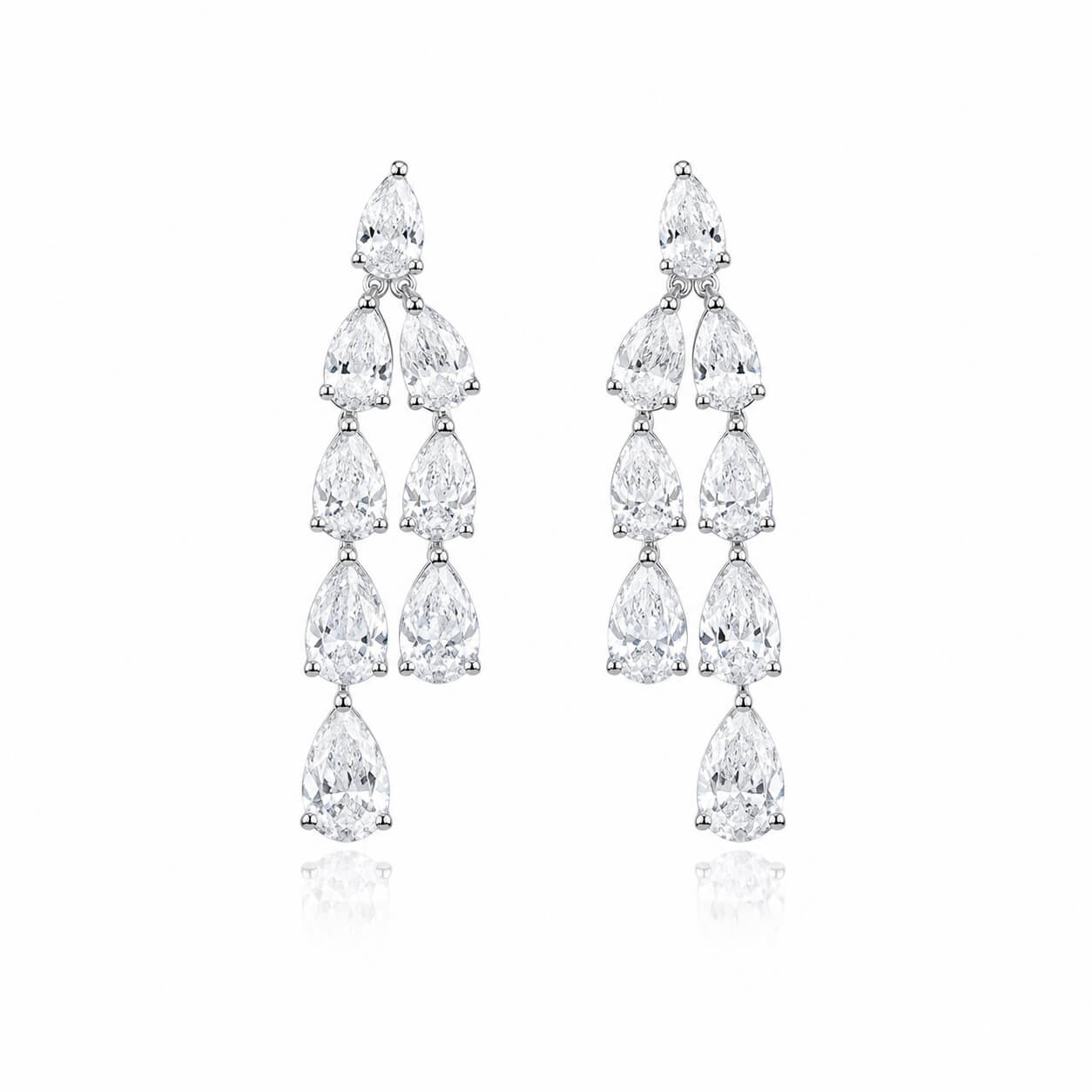 Tassel design pear cut lab grown diamond earrings stud
