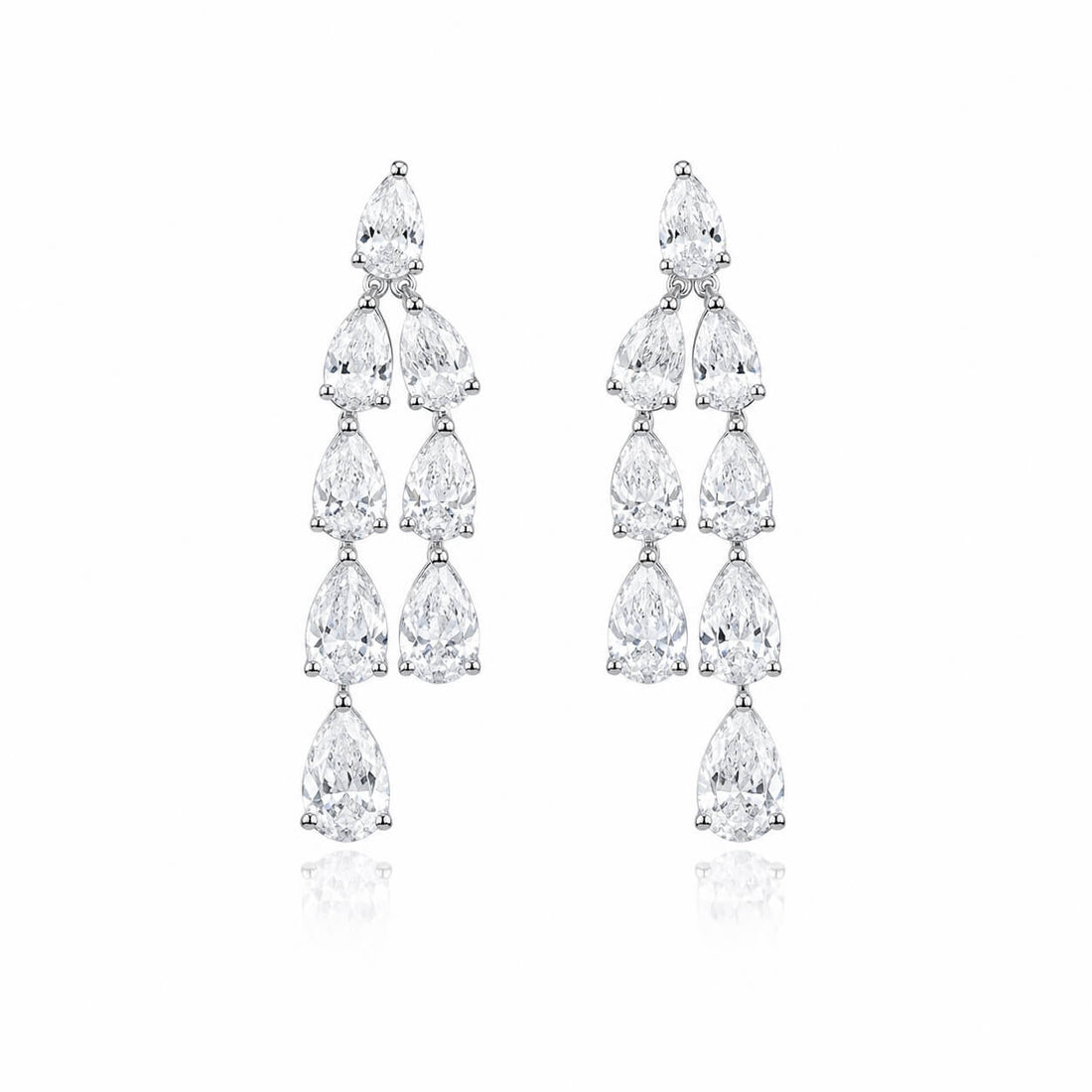 Tassel design pear cut lab grown diamond earrings stud