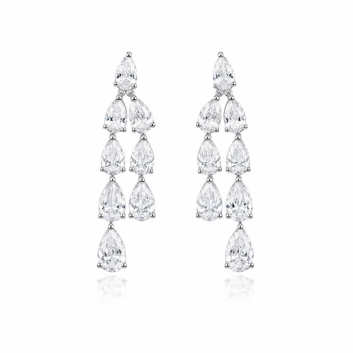 Tassel design pear cut lab grown diamond earrings stud