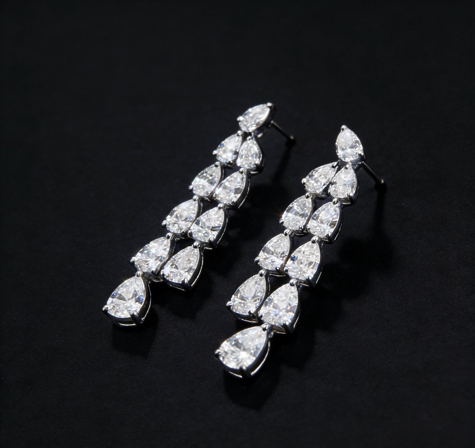 Tassel design pear cut lab grown diamond earrings stud