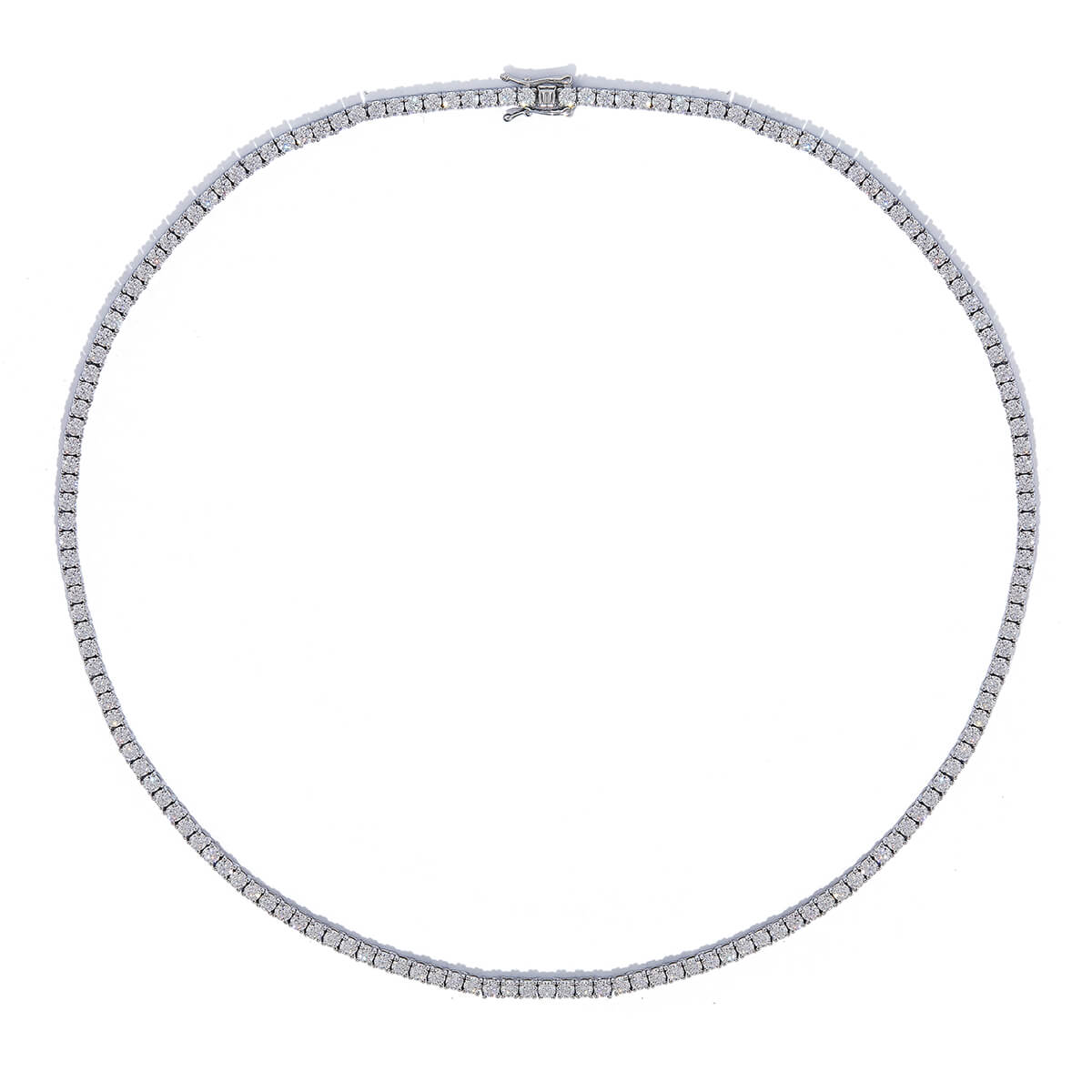 Classic 4 prongs round cut Moissanite tennis chain necklace