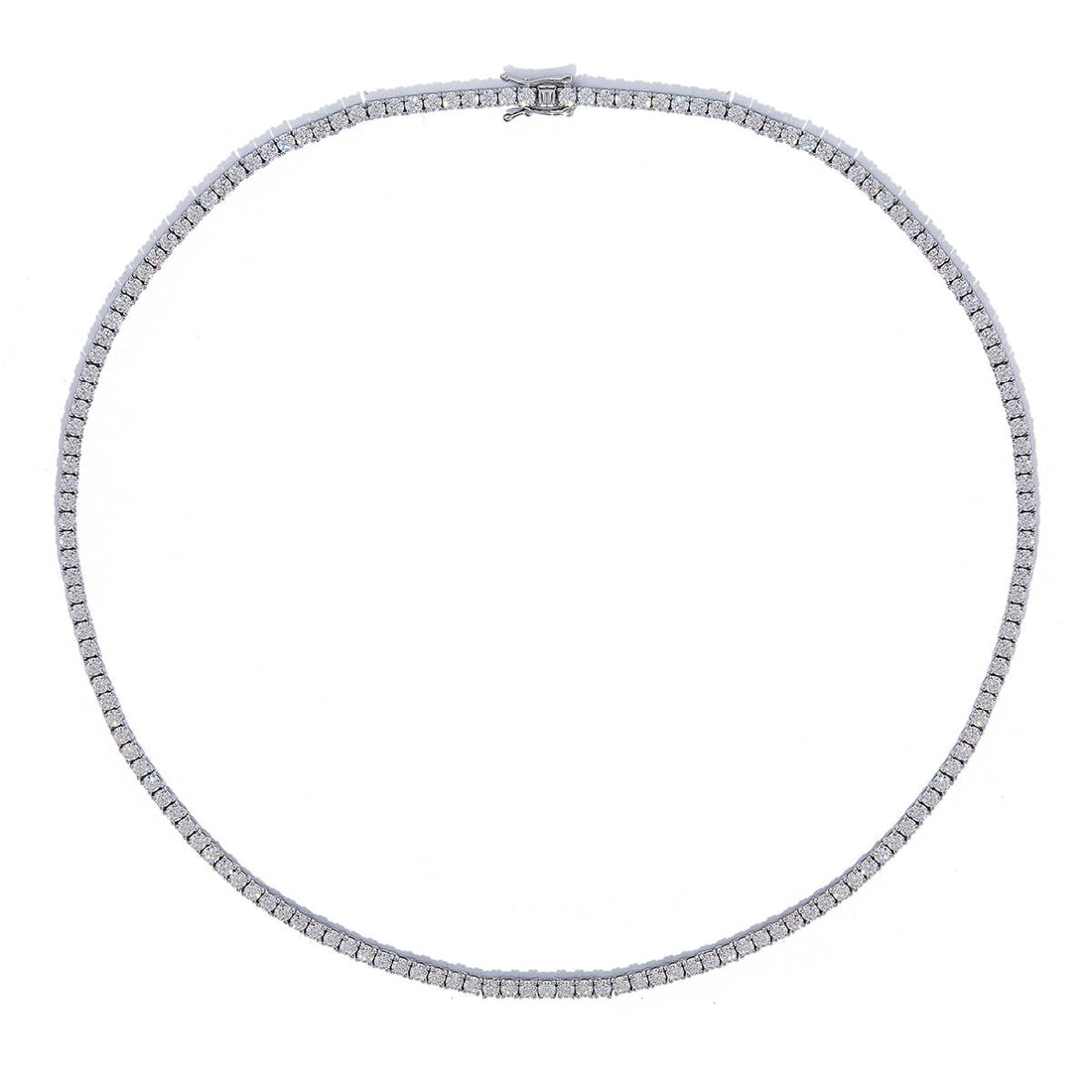 Classic 4 prongs round cut Moissanite tennis chain necklace