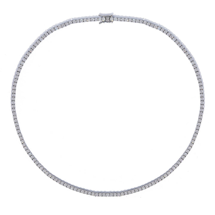 Classic 4 prongs round cut Moissanite tennis chain necklace