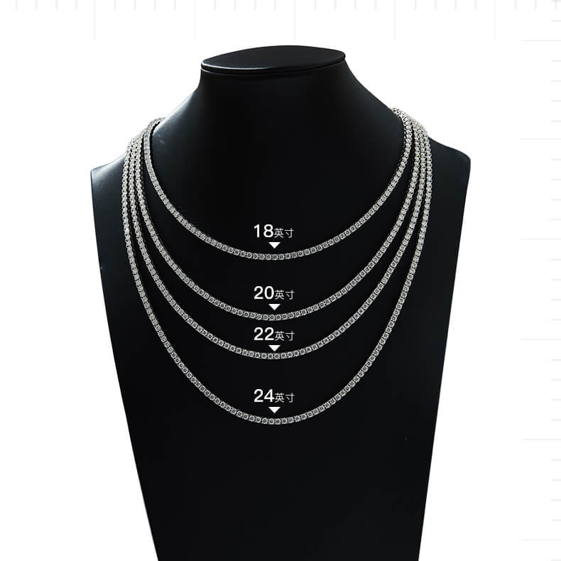 Classic 4 prongs round cut Moissanite tennis chain necklace