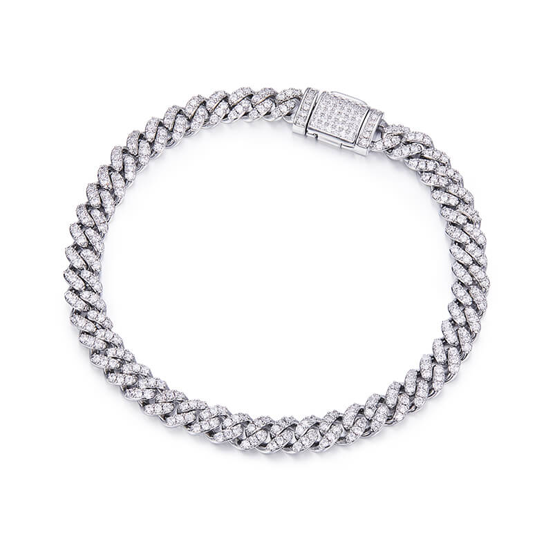 6mm width Moissanite Cuban link bracelet