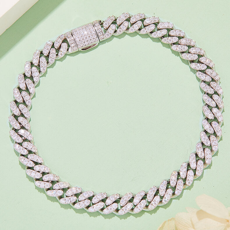 6mm width Moissanite Cuban link bracelet