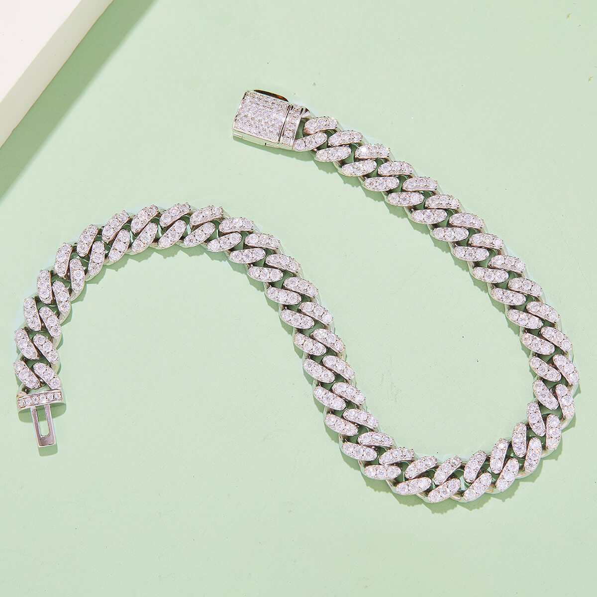 6mm width Moissanite Cuban link bracelet