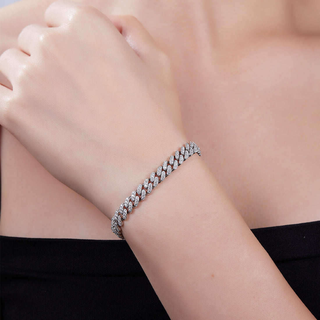 6mm width Moissanite Cuban link bracelet