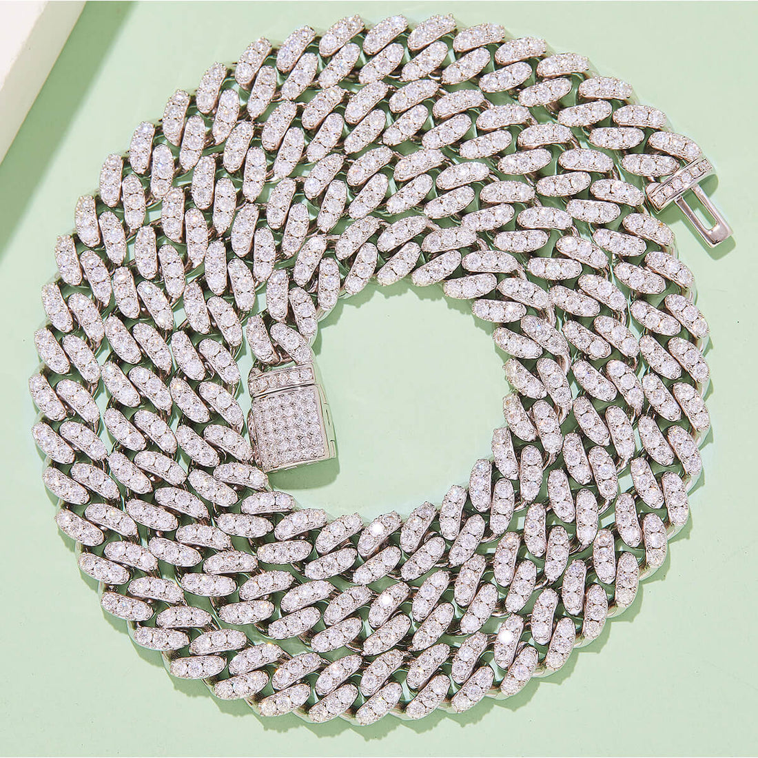 8mm width Moissanite Cuban link chain necklace