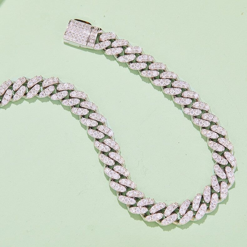8mm width Moissanite Cuban link chain necklace