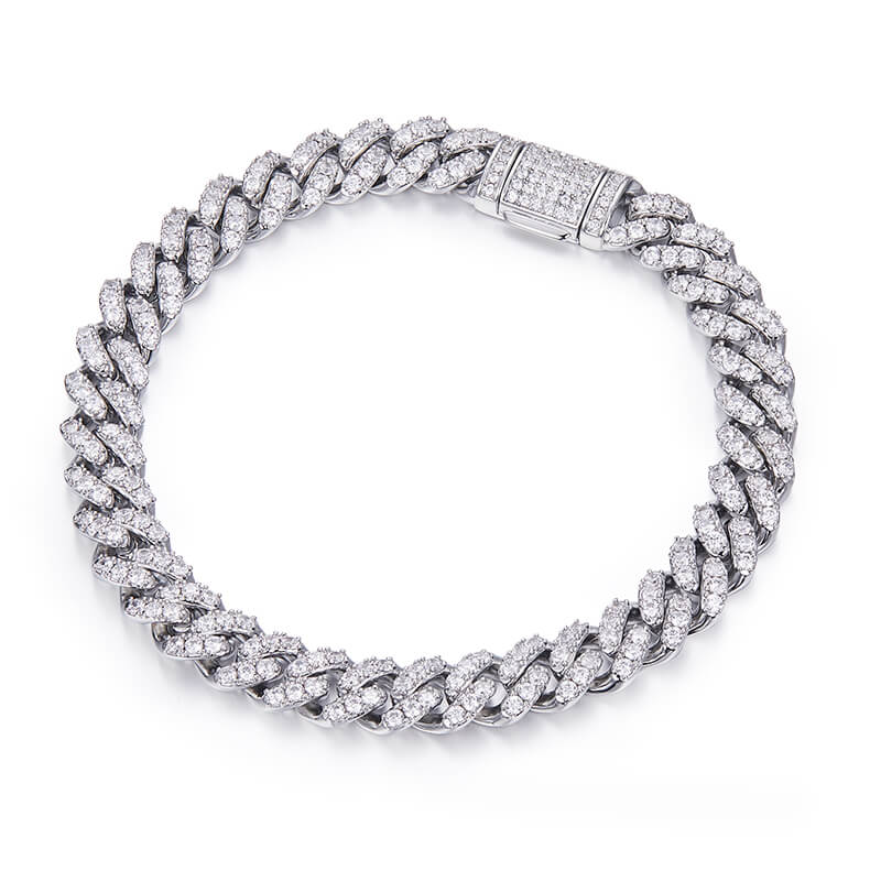 8mm width Moissanite Cuban link bracelet