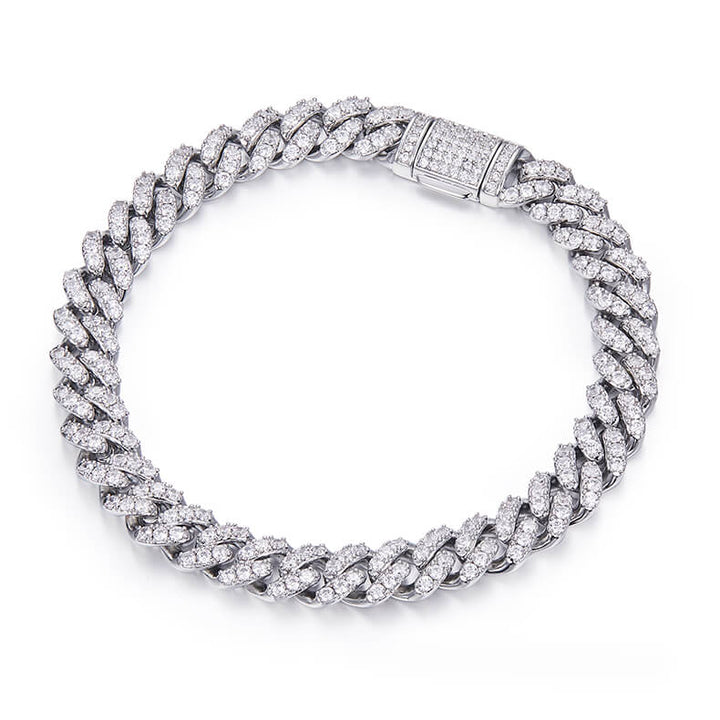 8mm width Moissanite Cuban link bracelet