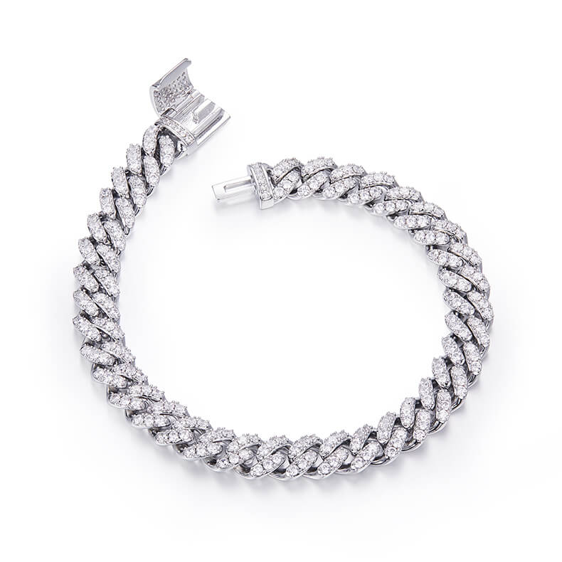 8mm width Moissanite Cuban link bracelet