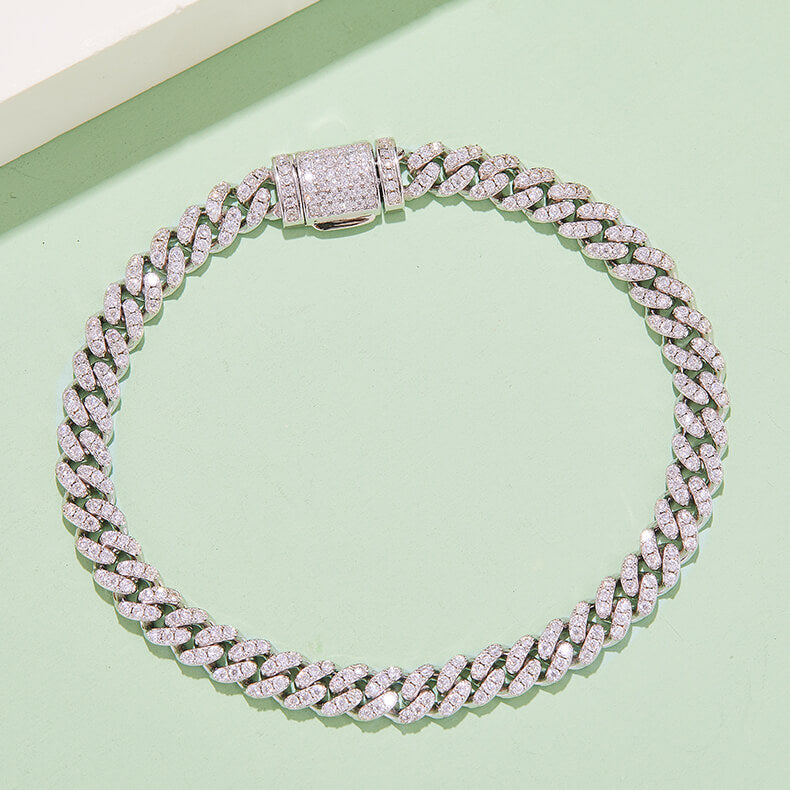 8mm width Moissanite Cuban link bracelet