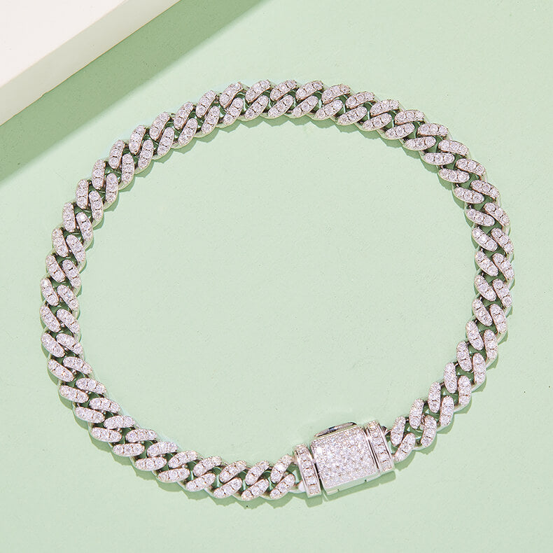 8mm width Moissanite Cuban link bracelet