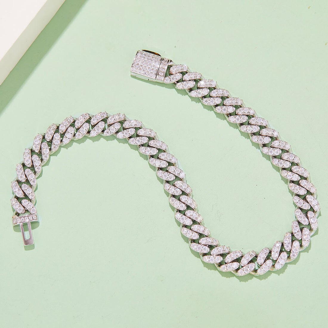 8mm width Moissanite Cuban link bracelet