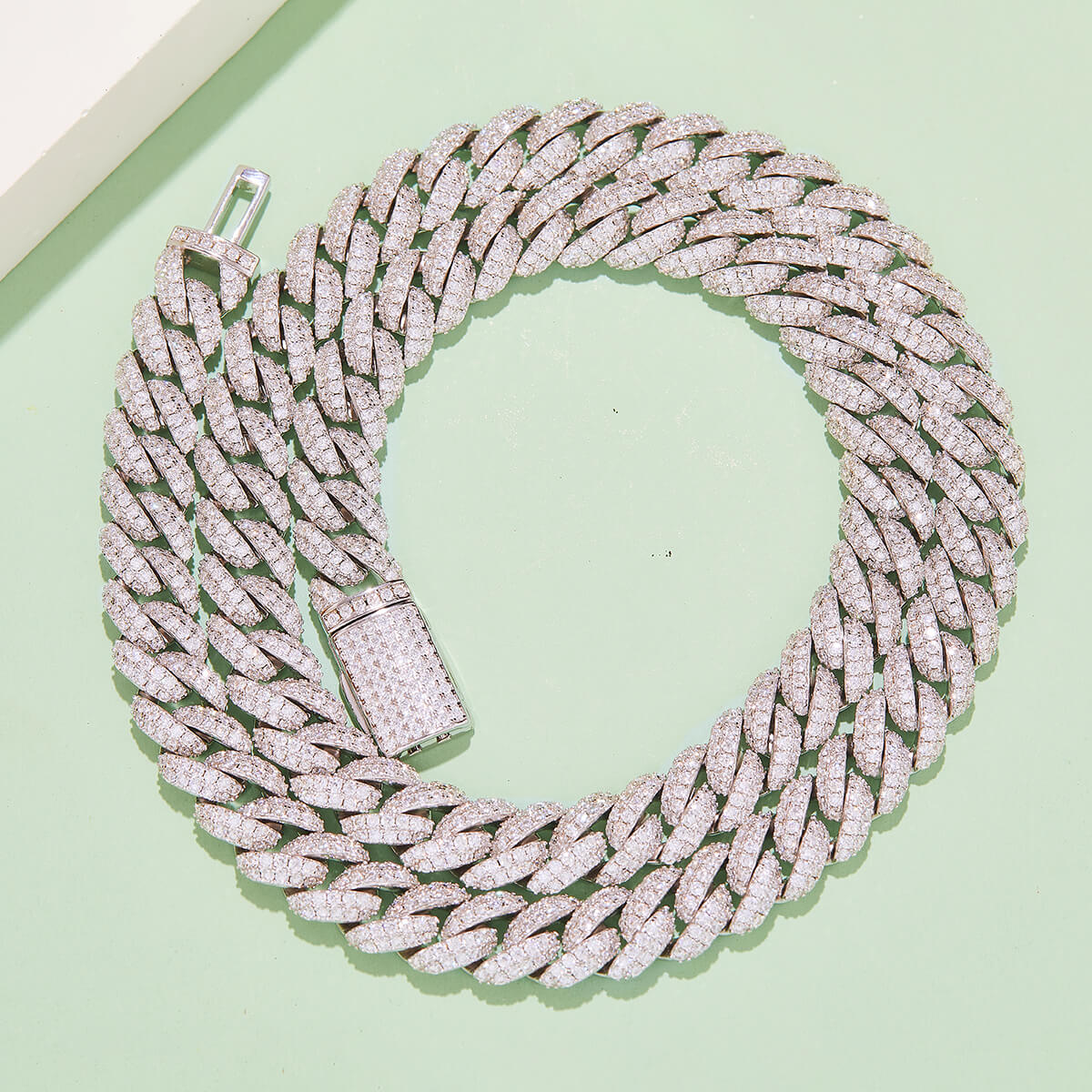 10mm width Moissanite Cuban link chain necklace