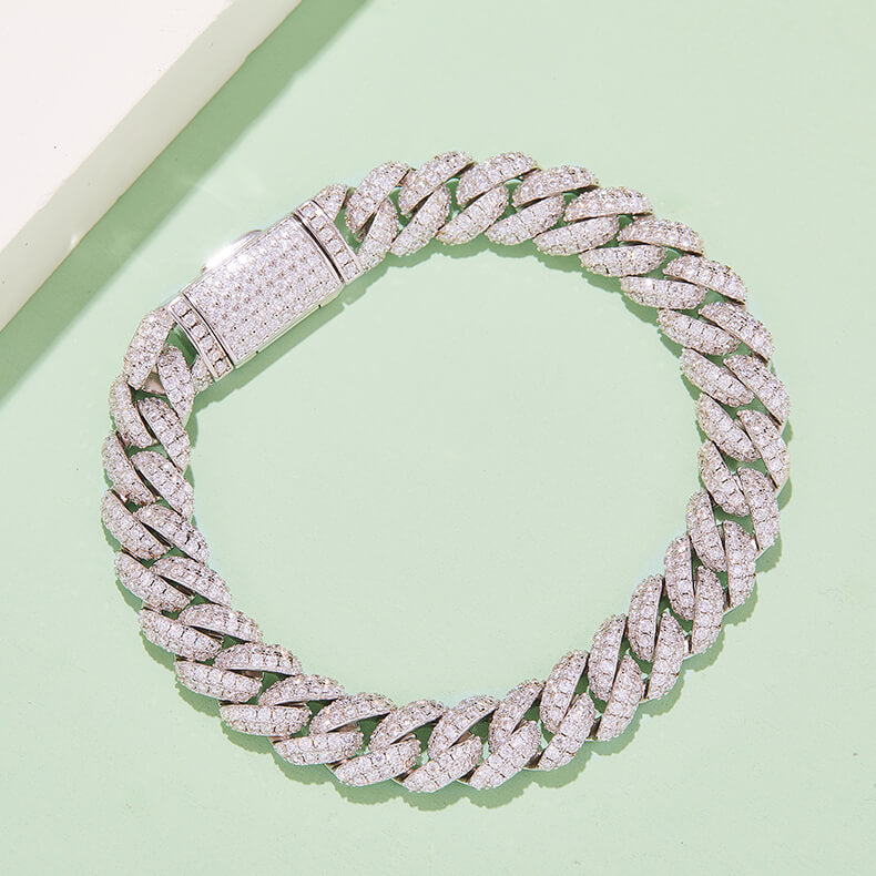 10mm width Moissanite Cuban link bracelet