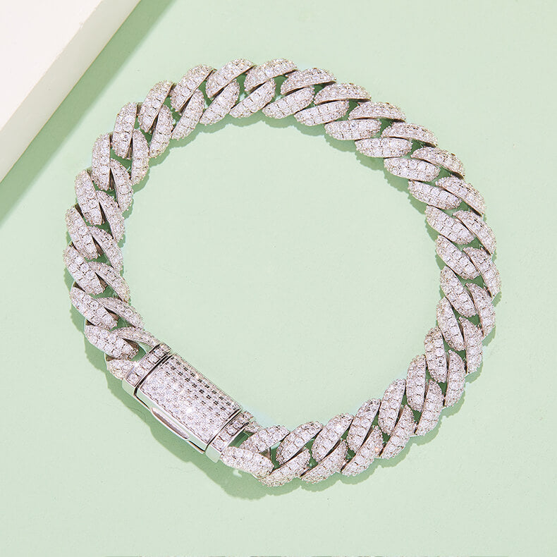 10mm width Moissanite Cuban link bracelet