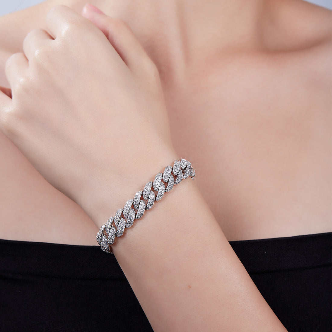 10mm width Moissanite Cuban link bracelet