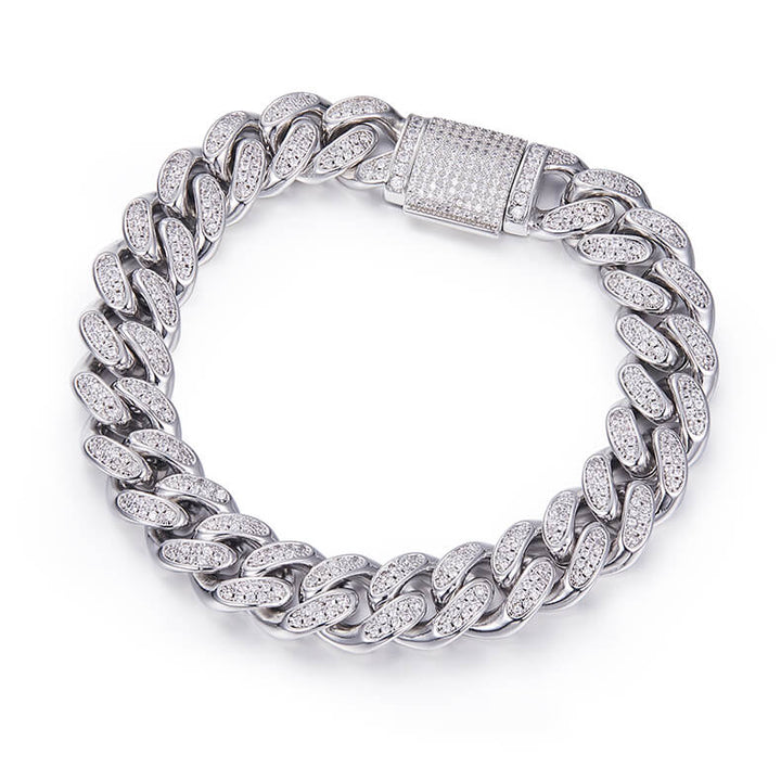 12mm width Moissanite Cuban link bracelet