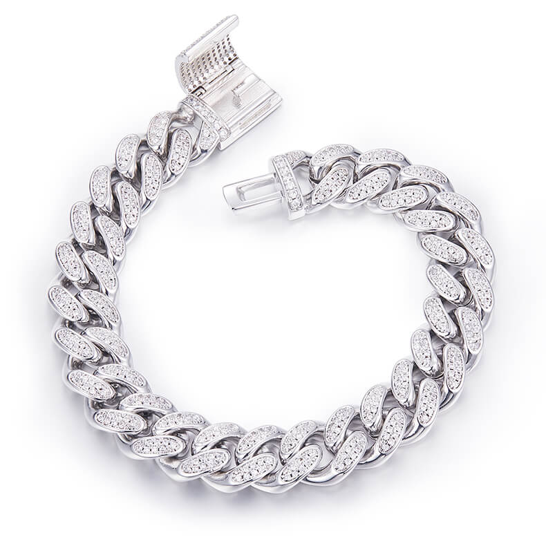 12mm width Moissanite Cuban link bracelet